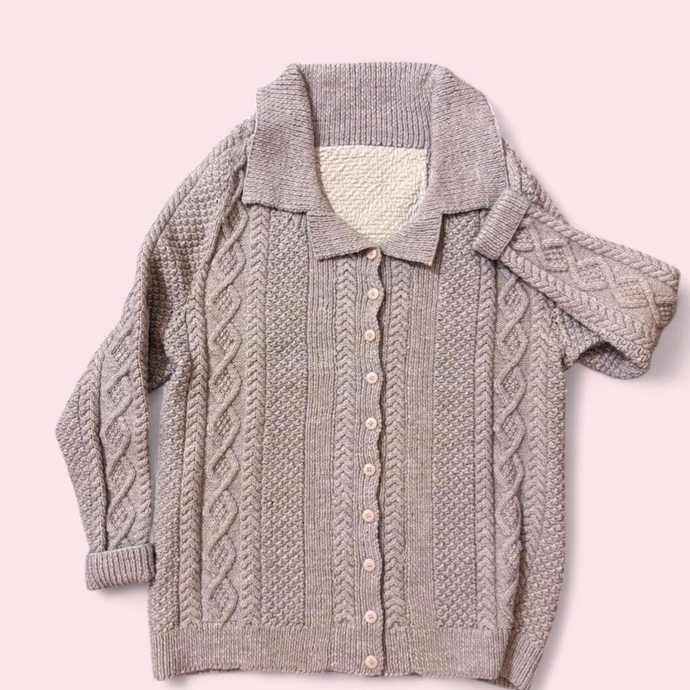 Vintage Cable Knit Fisherman Cardigan Sweater